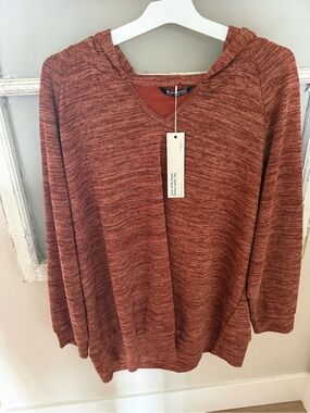 Bloomchic Rust Knit Hooded Pullover Top NWT 2x